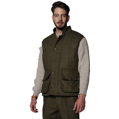Hunter Outdoor British Lifestyle Men’s Shooting Tweed Gilet/Waistcoat - Dark Olive S