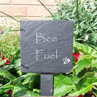 Slate plant marker - bee fuel