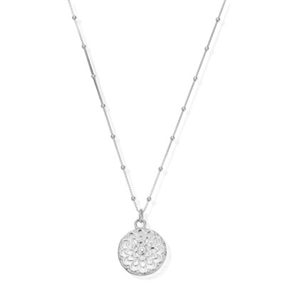 ChloBo Cherabella Moon Flower Necklace Silver
