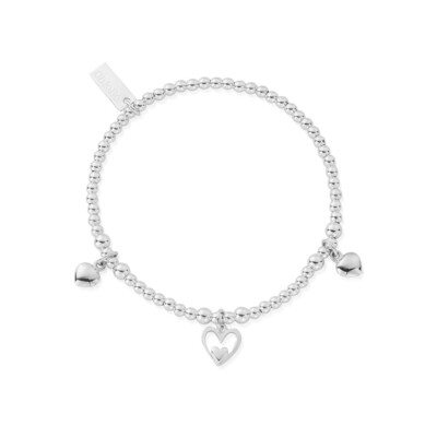 Cute Charm Triple Heart Bracelet - Silver