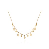 Image of Pre Order Morning Glory Teardrop Triple Charm Collar Necklace - Gold