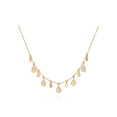 Pre Order Morning Glory Teardrop Triple Charm Collar Necklace - Gold