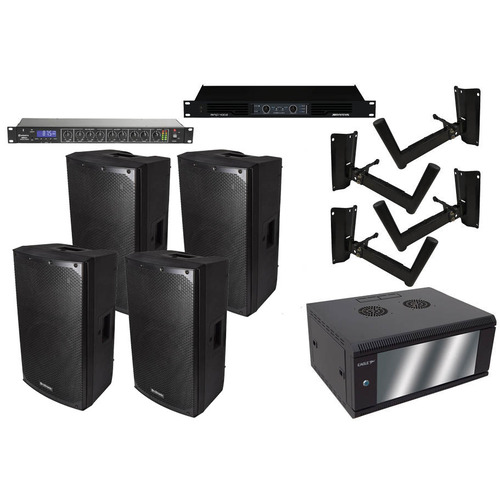 School PA System for Installation Inc; 4 Speakers and Bluetooth Mixer