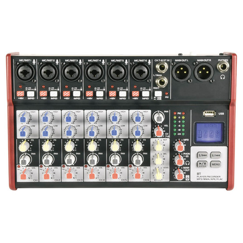 8 Channel Compact Mixer with USB & Bluetooth