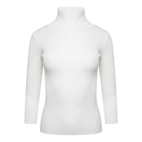 Image of ROLL/POLO NECK RIBBED KNIT TOP - CREAM - M/L