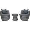 Image of 3 Piece Stacking Rattan Furniture Set Grey