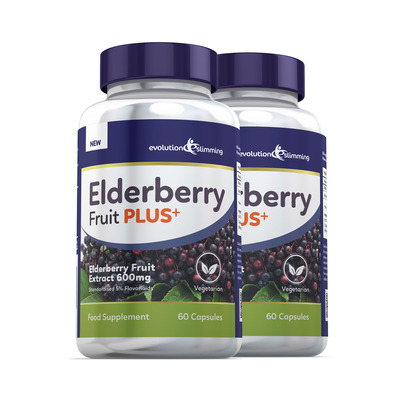 Elderberry Fruit Plus Elderberry Fruit Extract 600mg (5% Flavanoids) - 120 Capsules