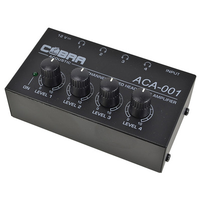 Headphone Amplifier 4 Channel  With Individual Controls & Monitor 6.3mm Jacks
