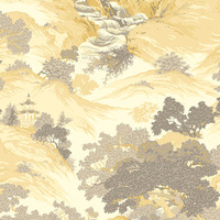 Image of Crown Archives Oriental Landscape Wallpaper Yellow M1192