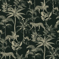 Image of Savannah Cheetah Wallpaper Black / Gold Rasch 409031