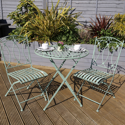 Heritage Green Decorative Rustic Metal Garden Bistro Set