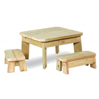 Image of Outdoor Square Table & Bench Set