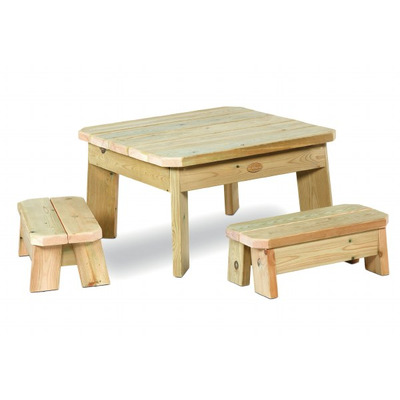 Outdoor Square Table & Bench Set