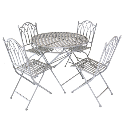 Grey Decorative Rustic Metal 4 Seater Garden Bistro Set