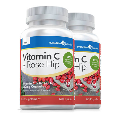 Vitamin C with Rose Hip 520mg, Suitable for Vegetarians & Vegans - 120 Capsules