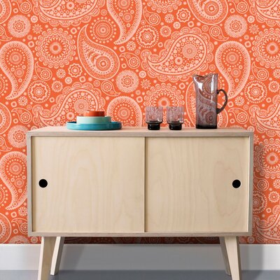 Paisley Crescent Wallpaper Tangerine Dream Mini Moderns AZDPT019TD