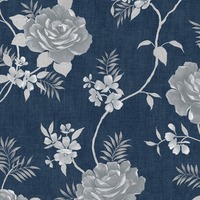 Image of Rosalind Floral Wallpaper Blue Muriva 173503