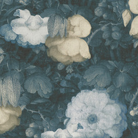 Image of Anke & Daan Amsterdam Linen Floral Wallpaper Blue AS Creation 36921-3
