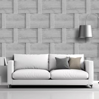 Image of Harrow Weave Wood Panel Wallpaper Grey Debona 6739