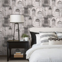 Image of Global Fusion Village Doors Wallpaper Grey Galerie G56437