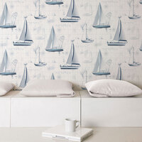 Image of Global Fusion Sail Away Wallpaper Blue Galerie G56420