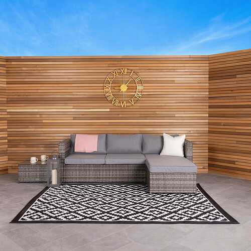 Diamond Weatherproof Rug, Black