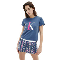 Image of Calvin Klein CK One Shorts Pyjama Set QS6443E Prosper Floral Print/Pink Smoothie QS6443E Prosper Floral Print/Pink Smoothie