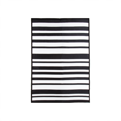 Small Stripe 100% Weatherproof Rug, Black
