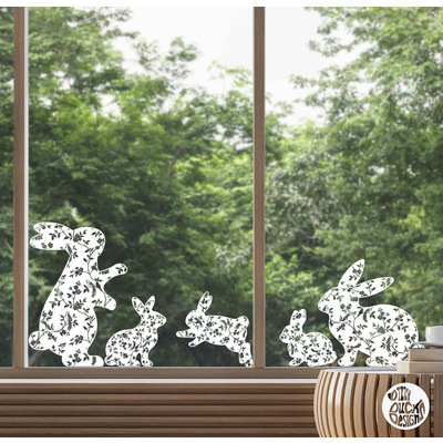 5 x Bunny Window Decals - Chinoiserie - Small