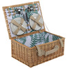 Image of 4 Person Wicker Picnic Basket Leaf Print