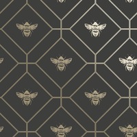 Image of Honeycomb Bee Wallpaper Charcoal Holden 13081