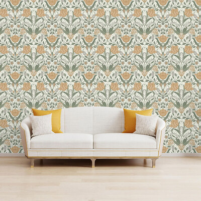 Apelviken Tulip Wallpaper White Yellow Galerie 33006
