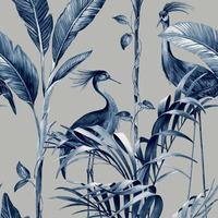 Image of Azzurra Leaf Wallpaper Silver Belgravia 9506