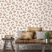 Image of Evergreen Fossil Leaf Toss Wallpaper Copper Mica Galerie 7304