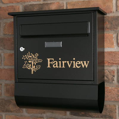 Black Personalised Letterbox with Newspaper Holder - Belfast