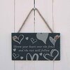 Image of Slate Hanging Sign - Throw your heart over the fence and the rest will follow