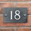 Image of Slate house number 18 v-carved with white infill number