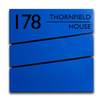 Steel Personalised Letterbox in Signal Blue - The Statement