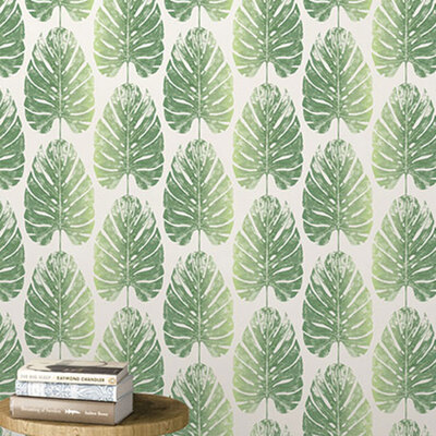 Evergreen Leaf Stripe Wallpaper Greens Galerie 7325