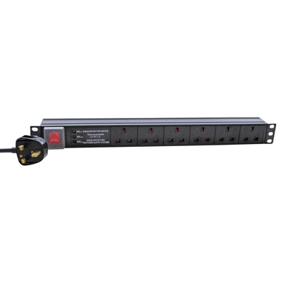 6 x 13A 19" PDU with Surge Protection - 3m