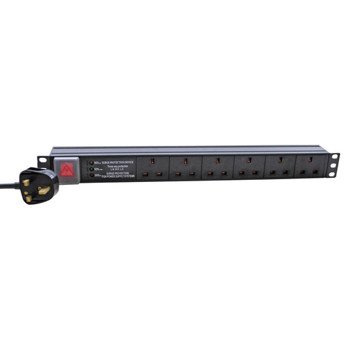 6 x 13A 19" PDU with Surge Protection - 3m