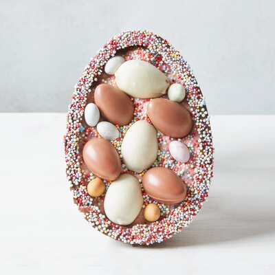 Funfetti Filled Easter Egg - Half Filled Egg Milk & White Chocolate &pipe; By Post UK Delivery