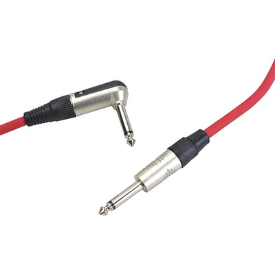 Guitar Lead Right Angle Jack to Straight Jack 3m Red