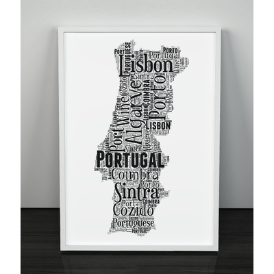 Personalised Portugal Word Art Picture Map Print