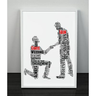 Gay Male Personalised Word Art Engagement Gift