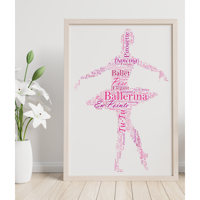 Personalised Ballerina Word Art Print - Ballet Gift