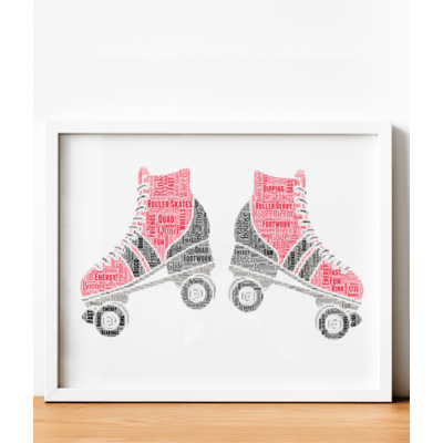 Personalised Roller Skates Word Art Picture Print Gift