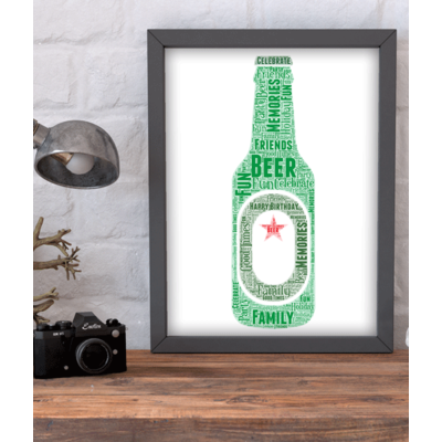 Personalised Green Beer Bottle Word Art