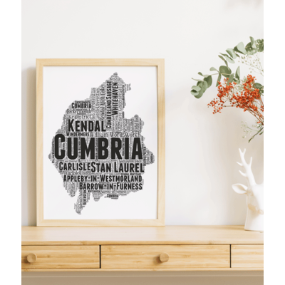 Personalised Cumbria Word Art Map