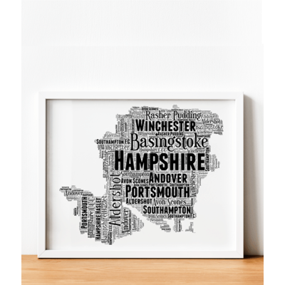 Personalised Hampshire Word Art Map